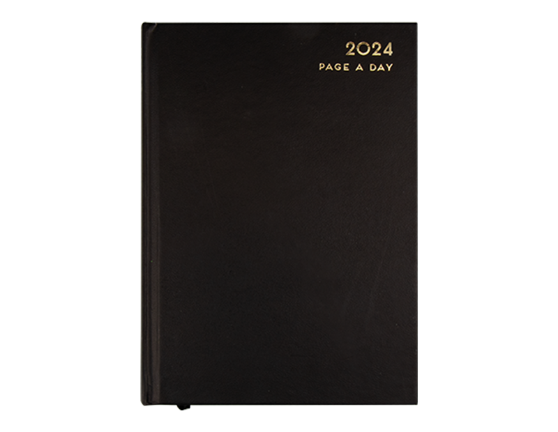 2024 Black A5 Page A Day Diary
