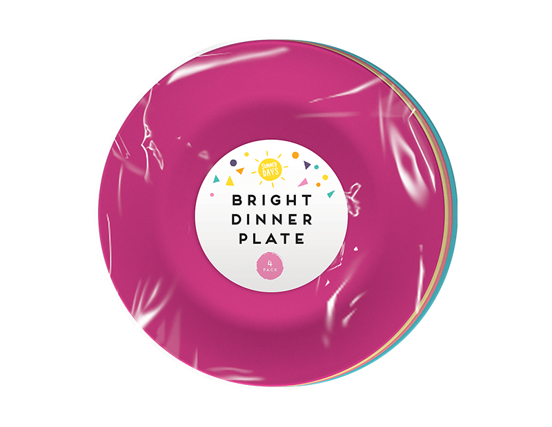 Bright Plastic Dinner Plate Dia 25cm 4pk