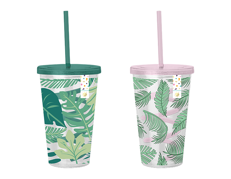 Wholesale Summer Party Leaf Cup & Swirly Straw