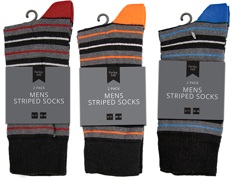Wholesale Mens Striped Socks 2 Pair