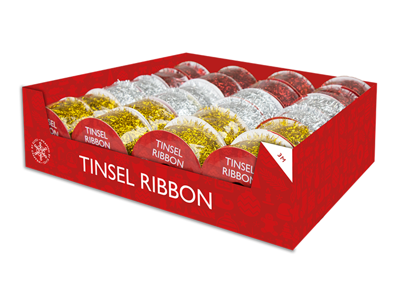Wholesale Tinsel Ribbon 3m PDQ | Gem import Ltd