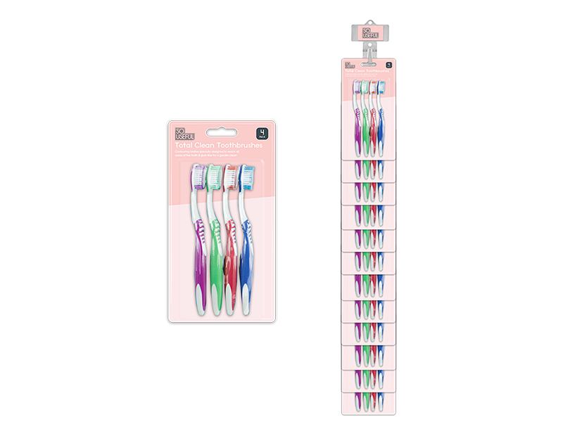 Wholesale Toothbrushes 4pk With Clip Strip