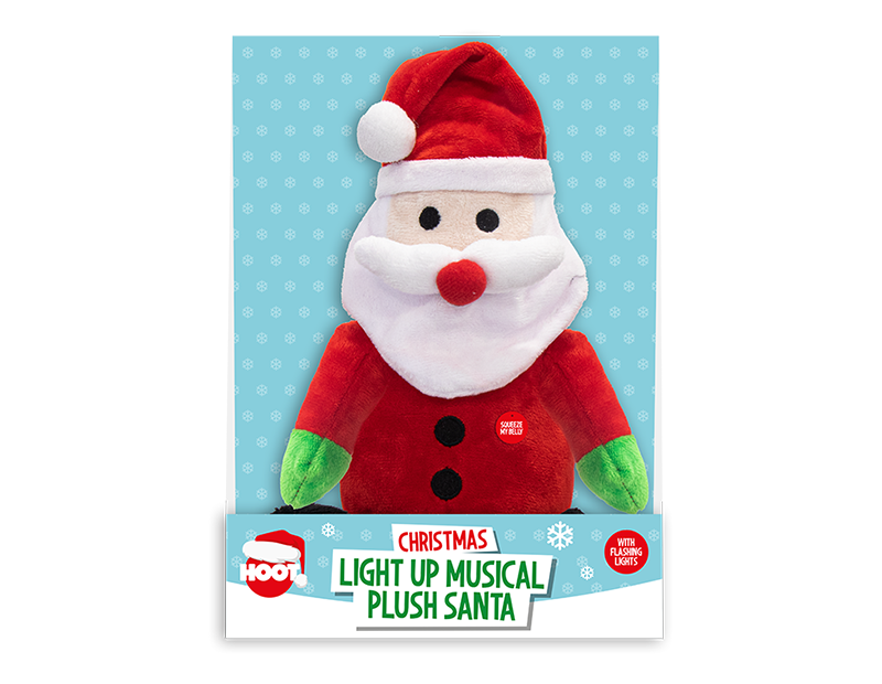 Light Up Musical Plush Santa 37cm x 25cm