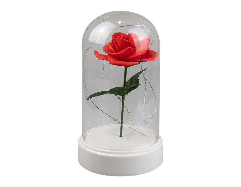 Valentine's LED Rose Cloche 19cm