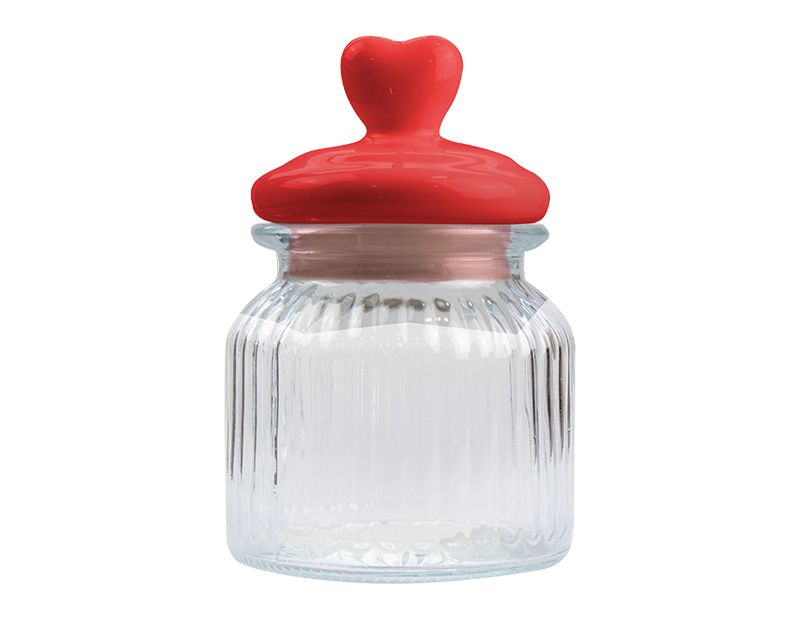 Valentine's Heart Lid Glass Jar 670ML