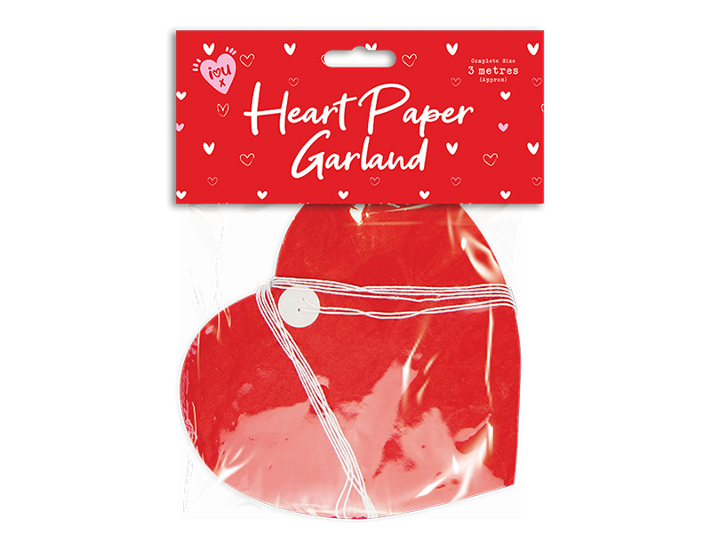 Valentine's Paper Heart Garland 3M
