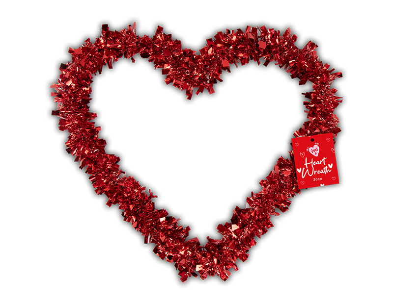 Valentine's Tinsel Heart Wreath 30cm