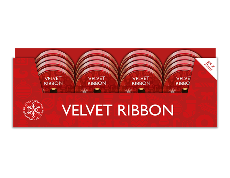 Velvet Ribbon 5m x 25mm PDQ