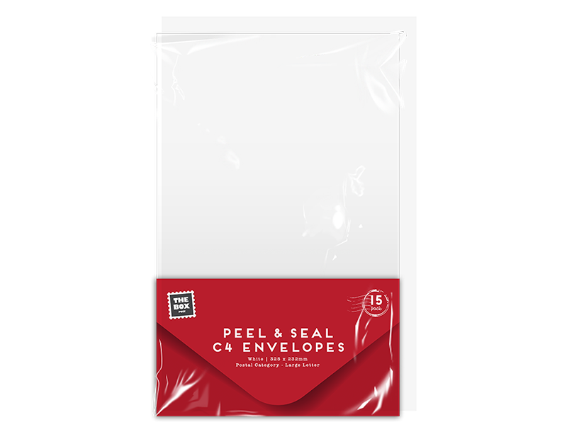 White C4 Peel & Seal Envelopes - 15 Pack
