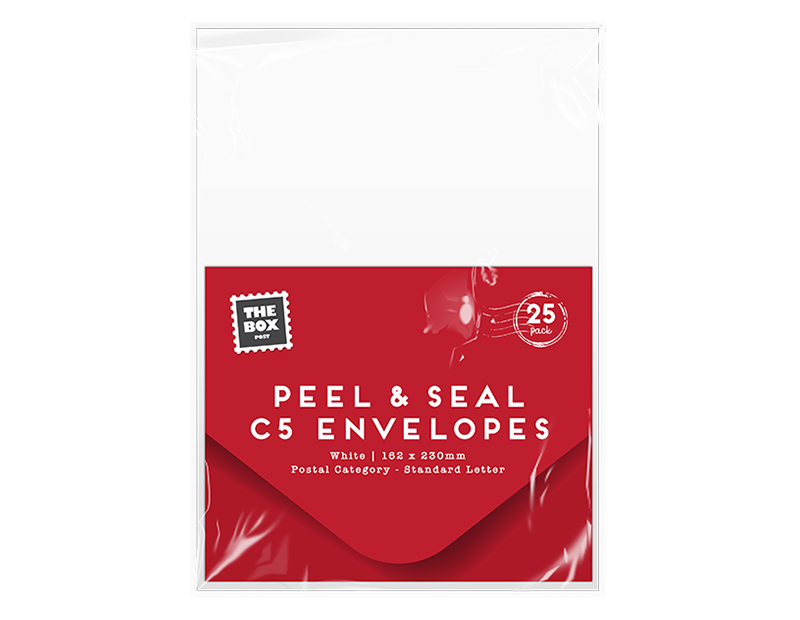 White C5 peel & seal envelope 25 pack