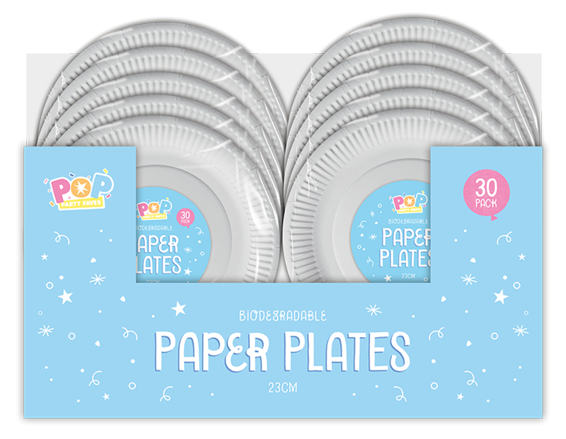 Wholesale white paper plates 23cm 30 pk