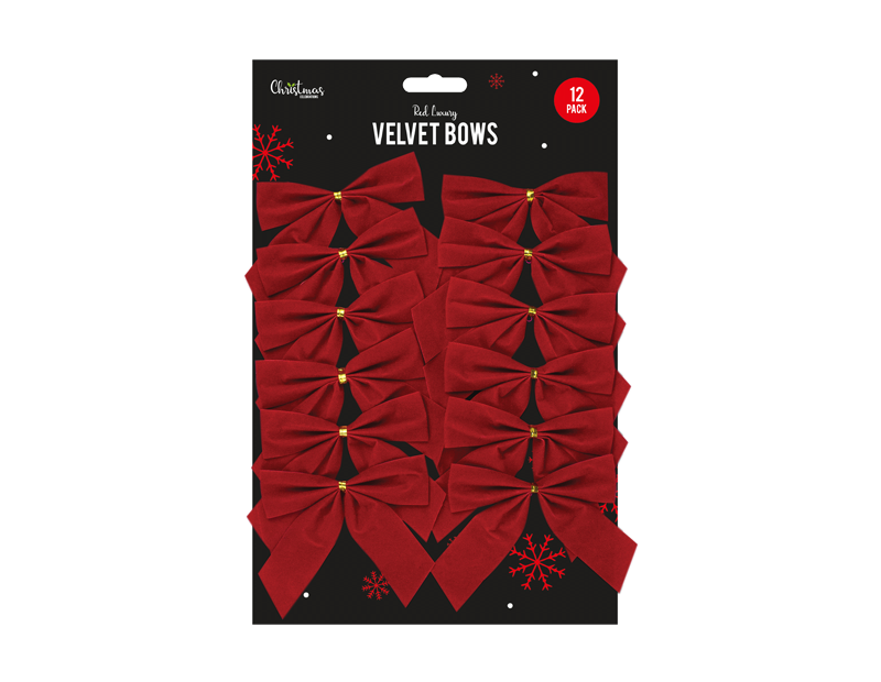 Red Velvet Christmas Bows - 12 Pack