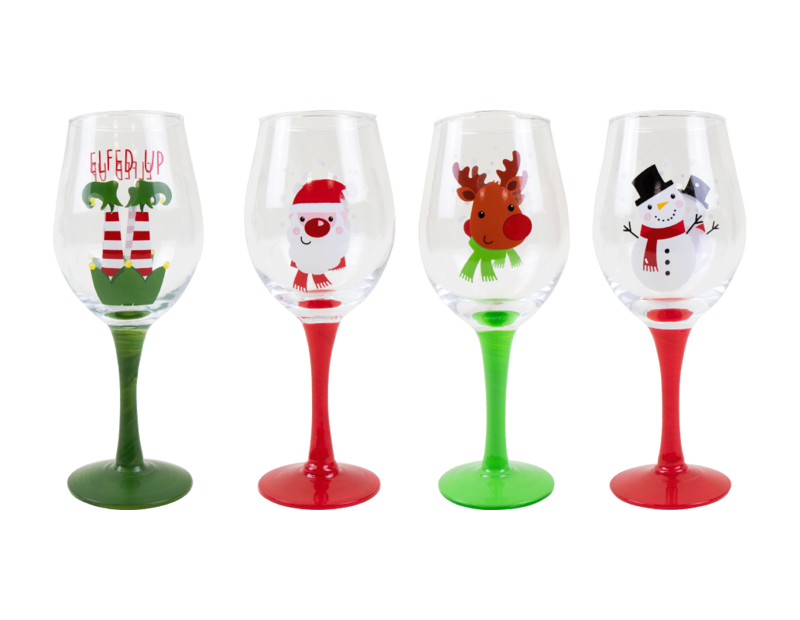 Christmas Hand Painted Wine Glass