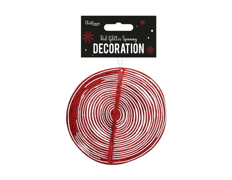 Wholesale Red Glitter Spinning Decorations Bulk Buy Christmas Decorations