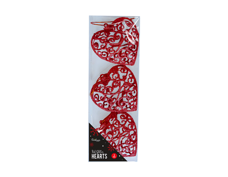 Red Hanging Hearts - 3 Pack
