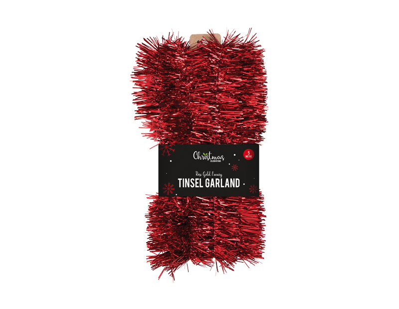 Red Tinsel Garland 5m