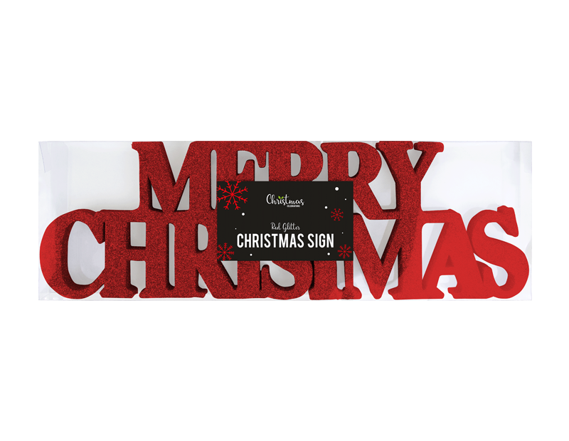 Red Merry Christmas Glitter Sign