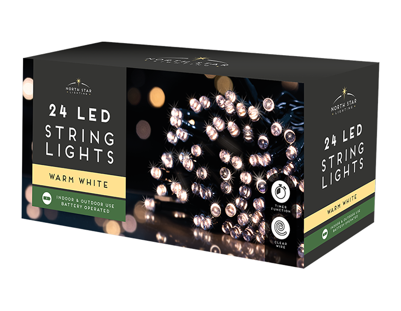 24 Led Battery Operated Lights - Warm White