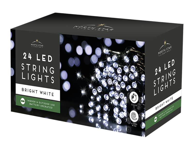 24 Led Battery Operated Lights - Bright White