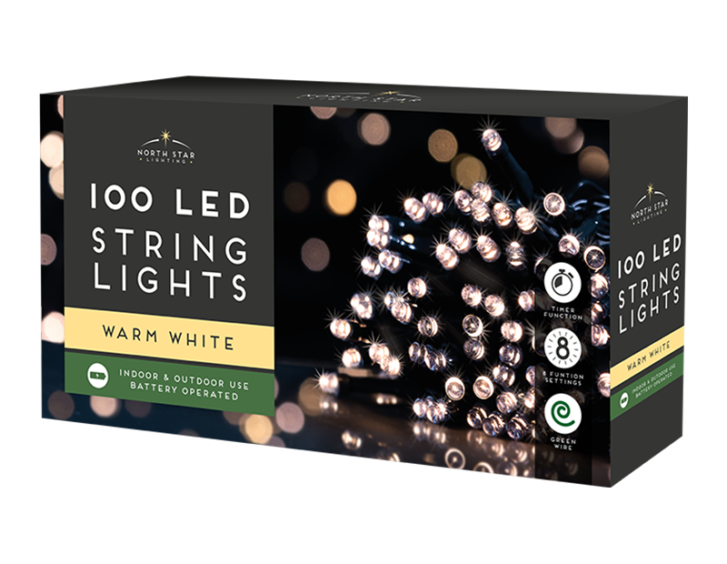 100 Led Battery Operated Lights - Warm White