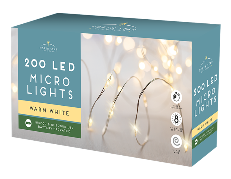 200 Micro Led Battery Operated  Lights - Warm White