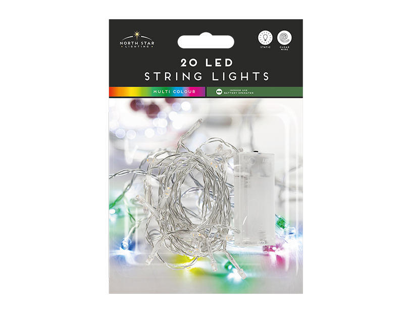 20 Led Battery Operated String Lights - Multicoloured