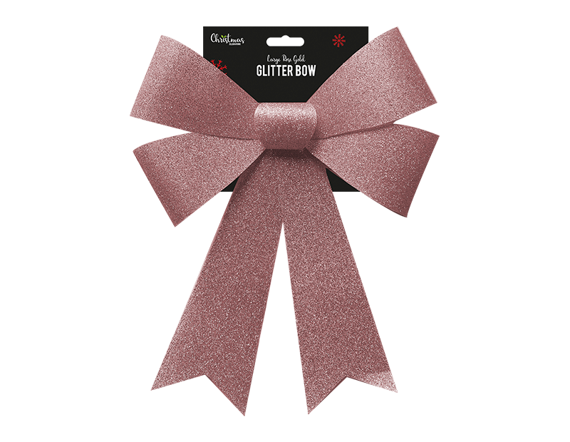 Rose Gold Large Woven Glitter Bow