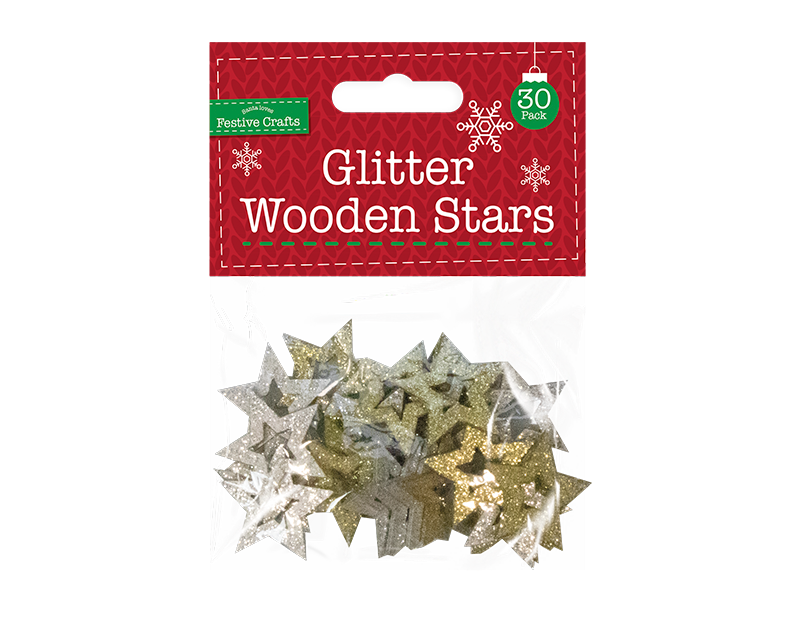 Wholesale Glitter Wooden Star Embellishments