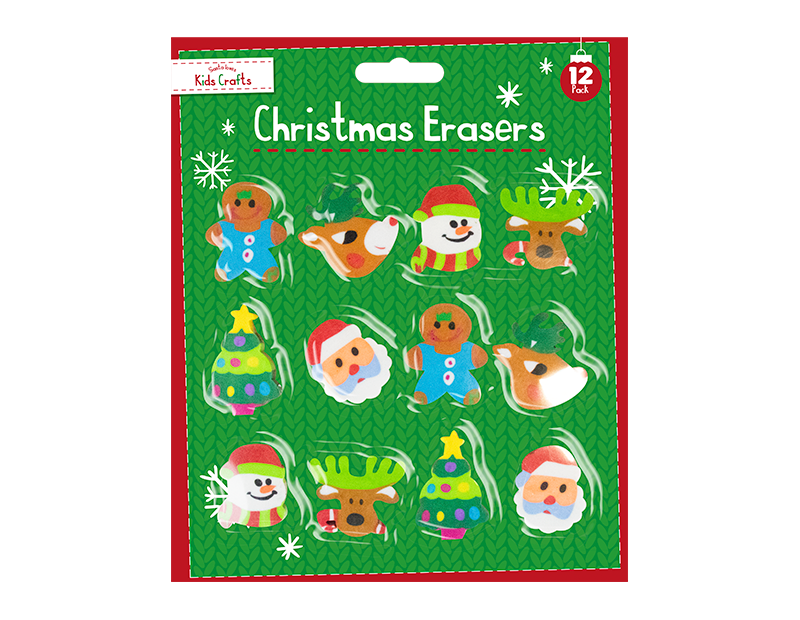 Christmas Character Erasers 12 Pack