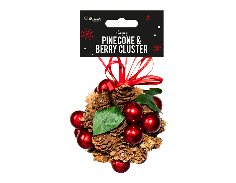 Pine Cone And Berry Cluster Decoration 9cm x 9cm x 9cm