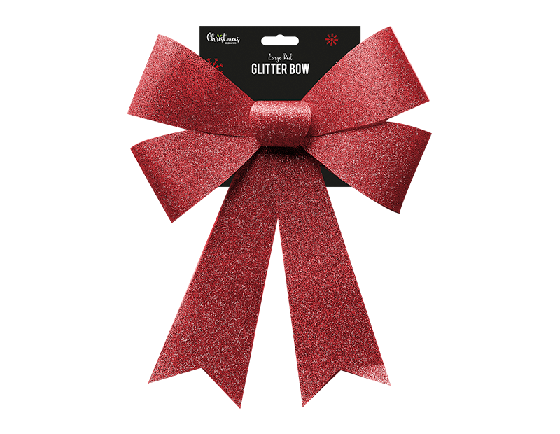 Red Large Woven Glitter Bow 43cm x 30cm x 6cm