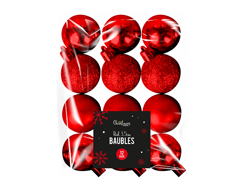 Red Baubles 3.5cm Dia 12 Pack