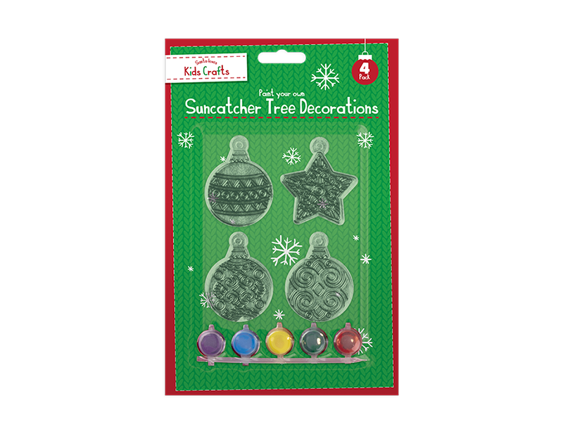 Wholesale Christmas Suncatcher Tree Decorations with paint 4pk
