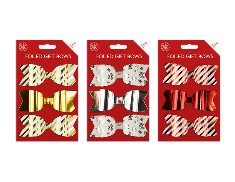 Wholesale Foiled Gift bows 3pk