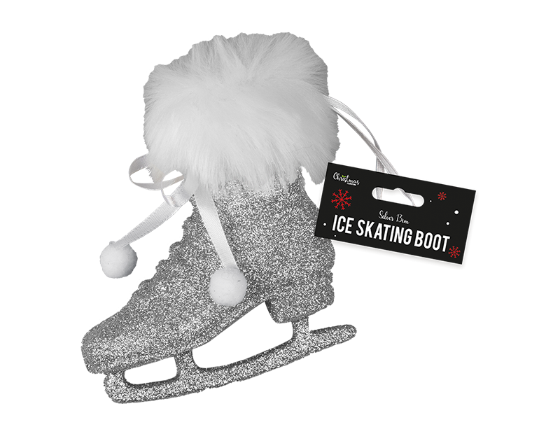 Wholesale Silver Ice Skating boot decoration 13cm