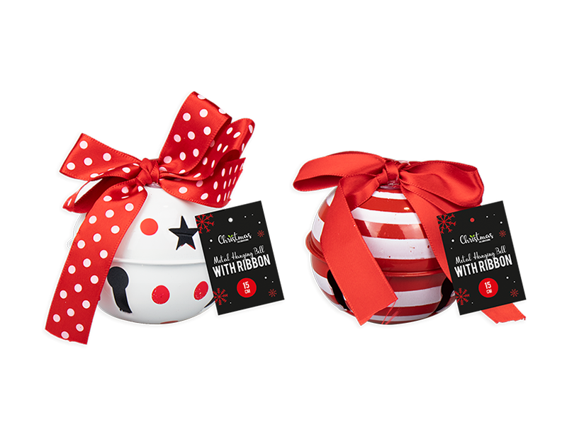 Wholesale Metal hanging Bell with Ribbon Bulk Buy Christmas Decorations
