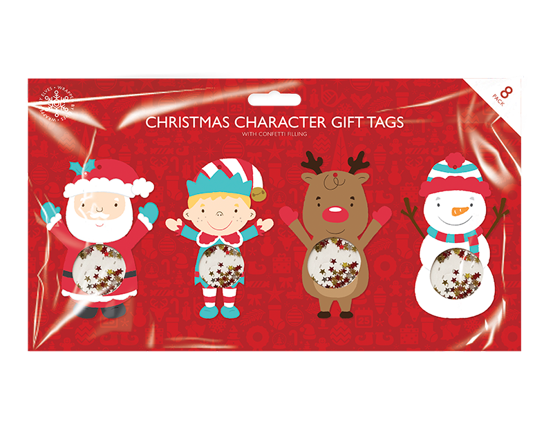 Xmas Figures Confetti Tags 8 Pack