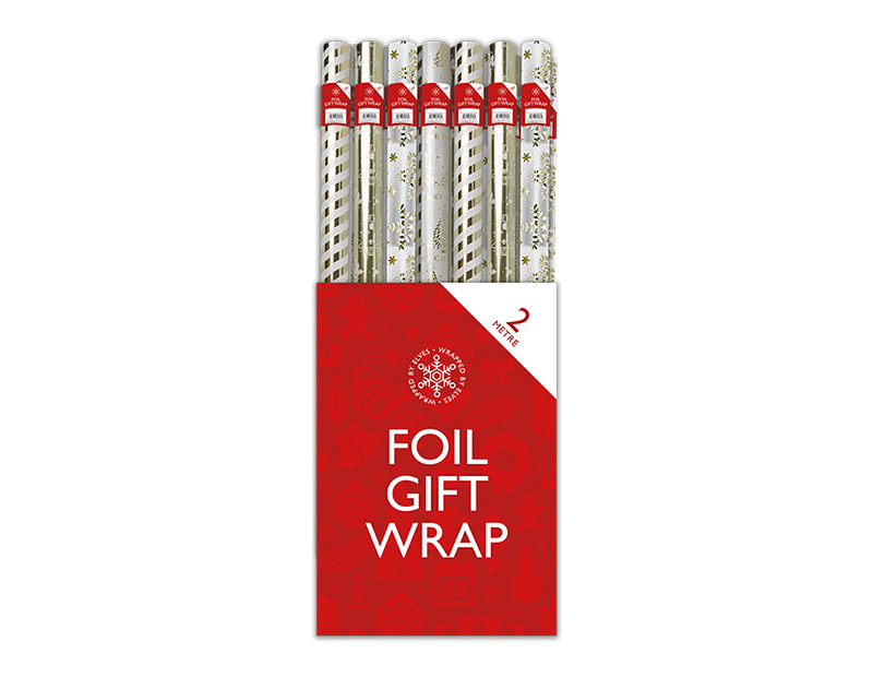 Wholesale Xmas Foil roll wrap 2m gold PDQ | Gem imports Ltd.