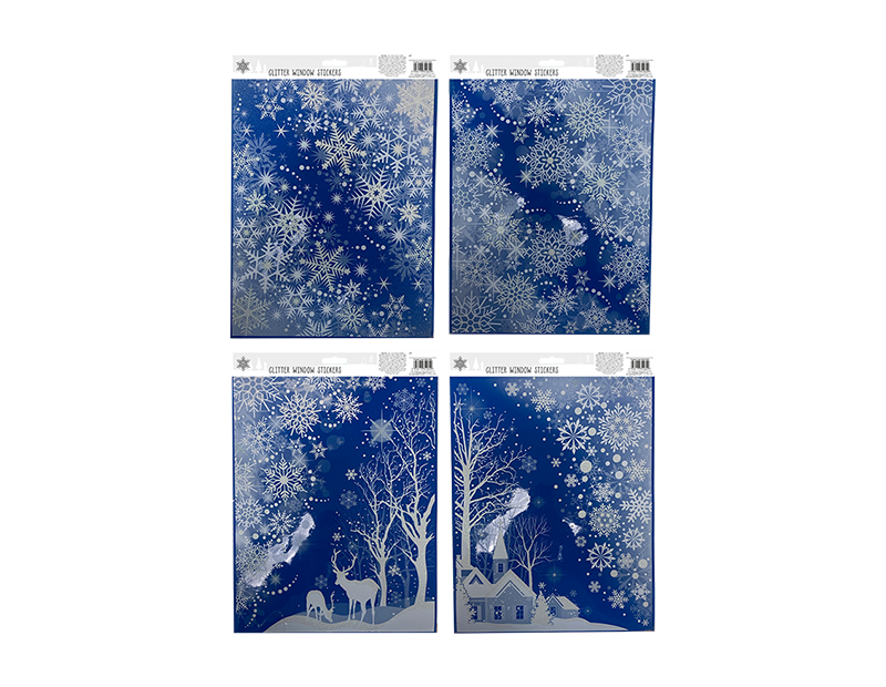 Wholesale Xmas Glitter Scene Stickers